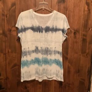 Calvin Klein Jeans Blue Tie-Dye V-Neck Tee